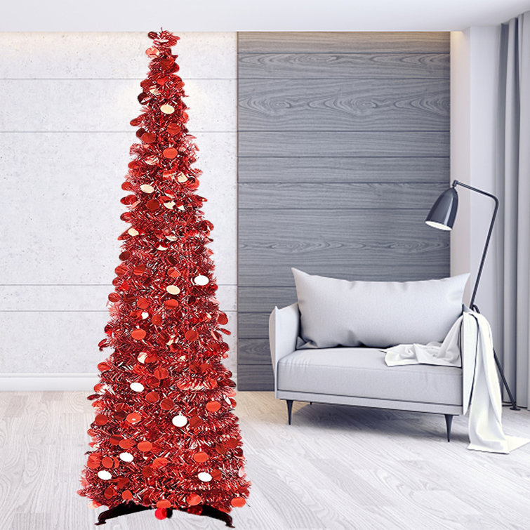 The Holiday Aisle® 5Ft Pop Up Christmas Tinsel Tree With Stand